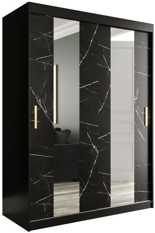 Szafa przesuwna Garderoba Abiks Marmur POLE 150 czarny + czarny 1 szt.
