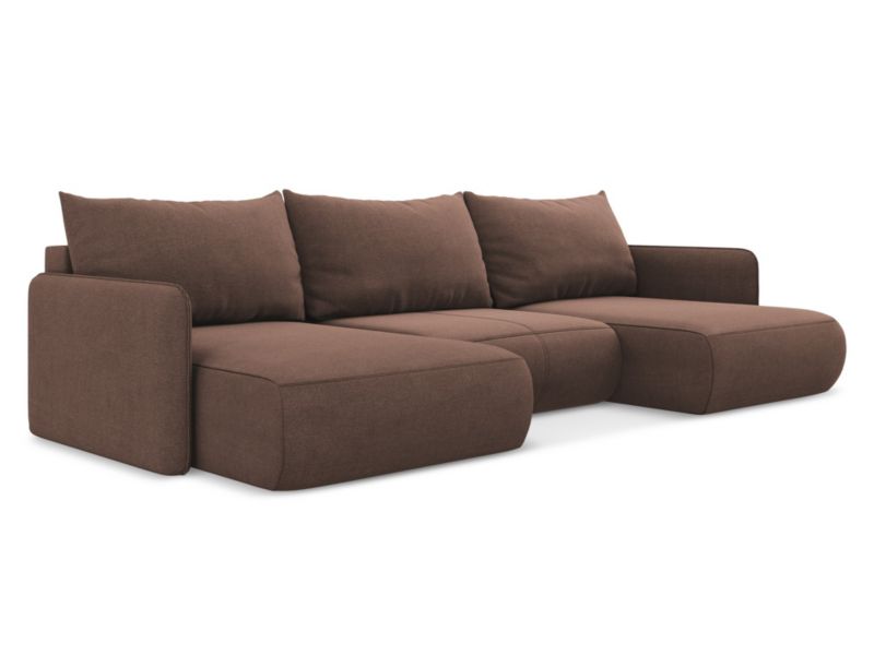 Sofa panoramiczna z funkcją spania LaMiaSofa PALERMO z tkaniny strukturalnej 290x148 cm pudrowy róż 1 szt.