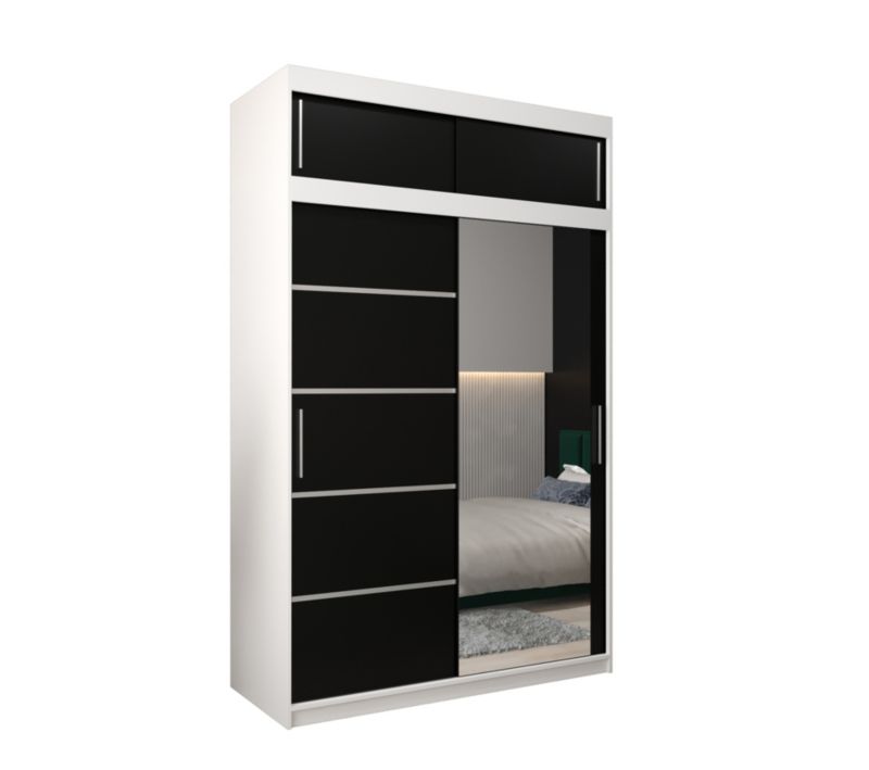 Szafa przesuwna Abiks Verona 2 150 biały + czarny z nadstawką 1 szt.