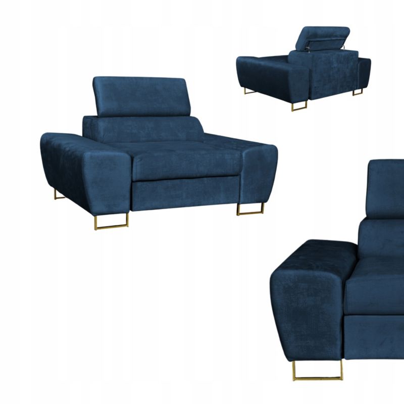 Fotel wypoczynkowy do salonu regulowany zagłówek Family Meble Bosso granat 1szt