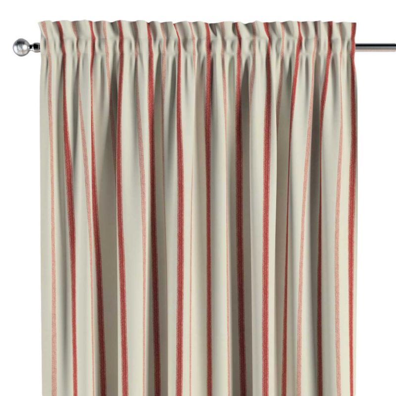 Zasłona na kanale z grzywką 1 szt. 130 x 245 cm Dekoria czerwone paski na tle ecru 1 szt.