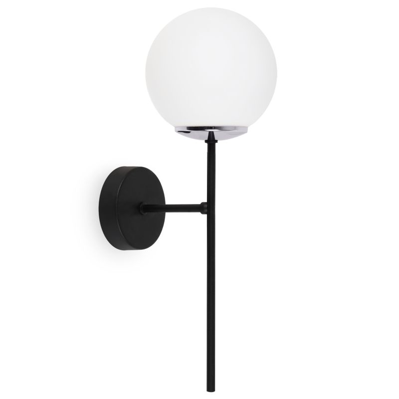 Lampa ścienna kinkiet Light Home LH Siena 1x E14 40W czarny/chrom klosz biały 1szt.