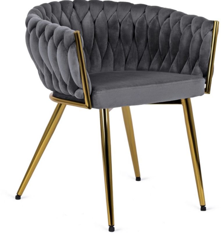 Krzesło Tapicerowane Capri Mebel Elite Plecione Welurowe Szare 1 szt