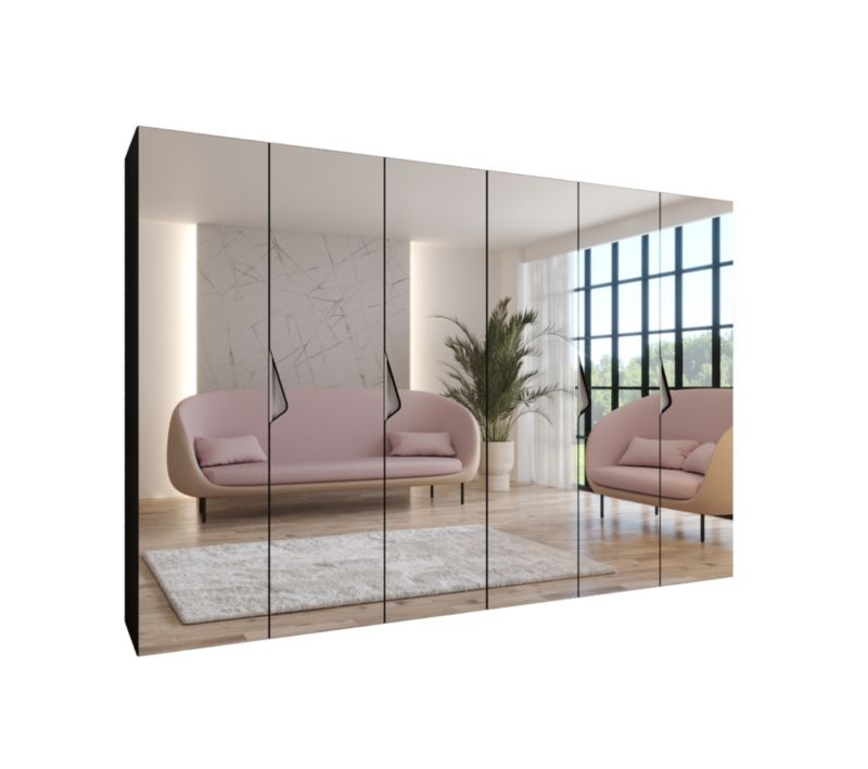 Szafa uchylna z lustrem otwierana Abiks SANDI 3 300 (2x150) wys 202 cm Czarny + Kaszmir 1 szt