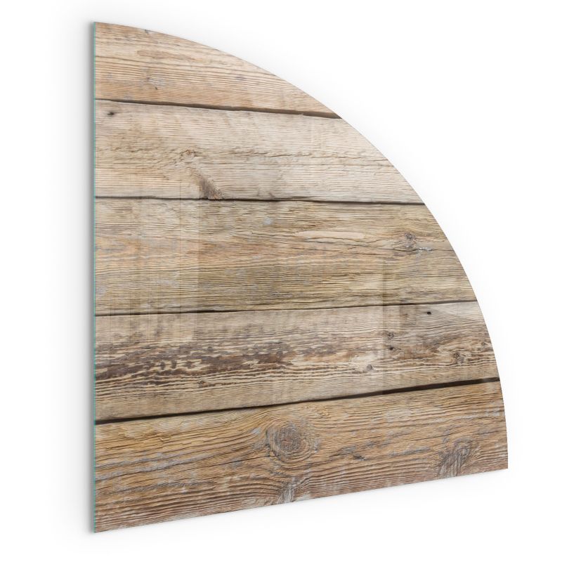 Szklana Podkładka Pod Kominek Ćwiartka Wallfluent 100x100 cm Faktura drewnianych desek 1 szt.