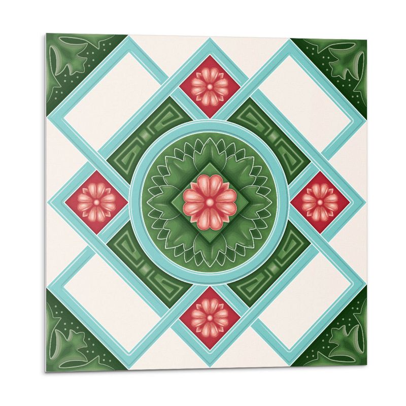 Kafelki samoprzylepne Wallfluent 50x50 cm Romby z kwiatowym akcentem 4 szt.