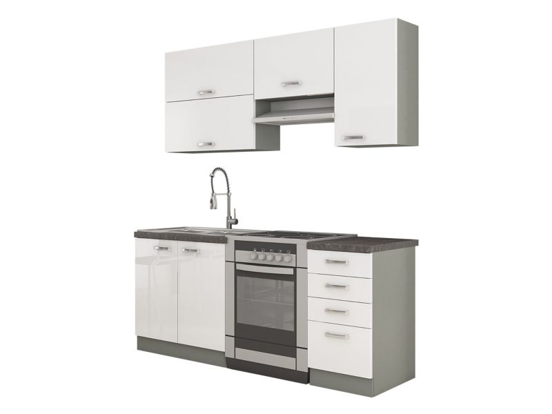 Meble kuchenne MIRJAN 24 Multiline II szary / biały połysk 1 kpl.