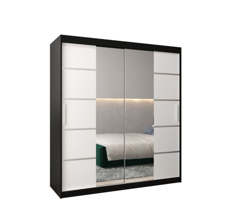 Szafa przesuwna Garderoba Abiks Verona 4 180 czarny + biały 1 szt.