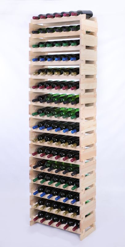 Stojak na wino MODO24 regał modułowy na butelki 16 leżni x 6 butelek montaż bez narzędzi naturalne drewno 1 szt.