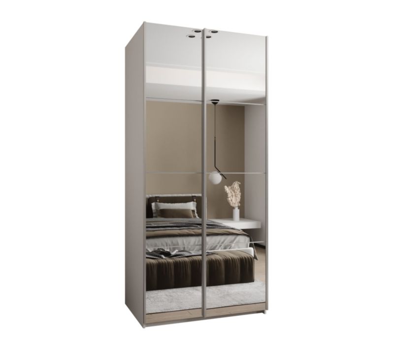 Szafa przesuwna Abiks LUX 2 wysoka szer.100cm biały/biały/srebrny 1szt.