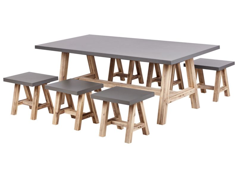 dla 6 osób Zestaw: stół z 6 krzesłami Tonnare Beton Szary 1 kpl