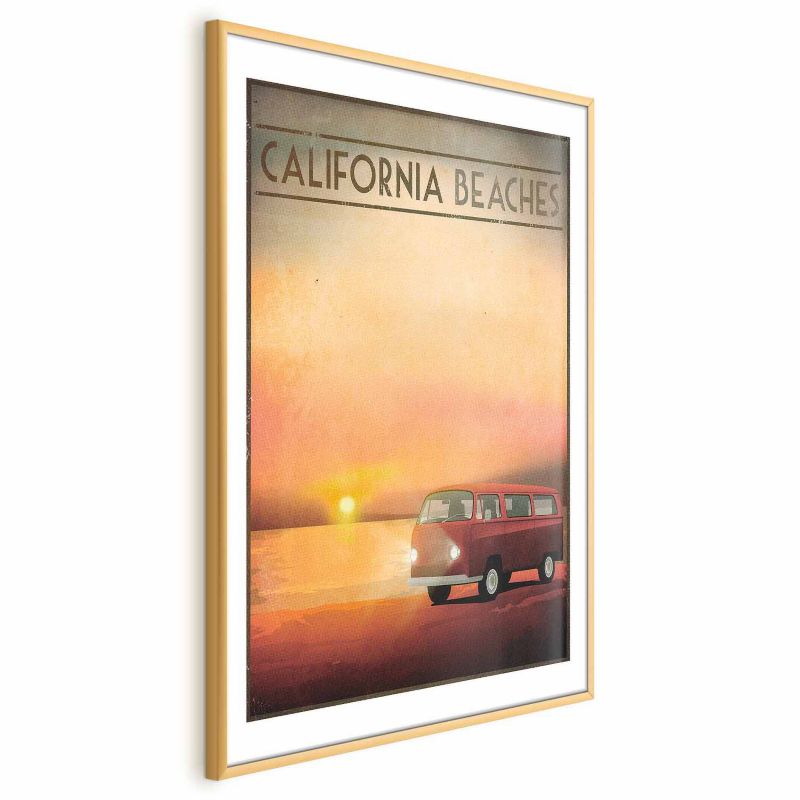 Plakat Artgeist California Beaches 29,7x42 cm z ramą złotą 1 szt