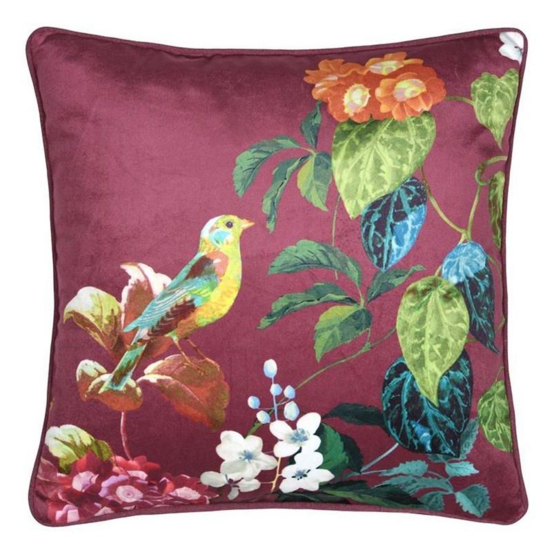 Poduszka Emmy STOF dekoracyjna 40x40 cm Bordowa Rośliny 1 szt.
