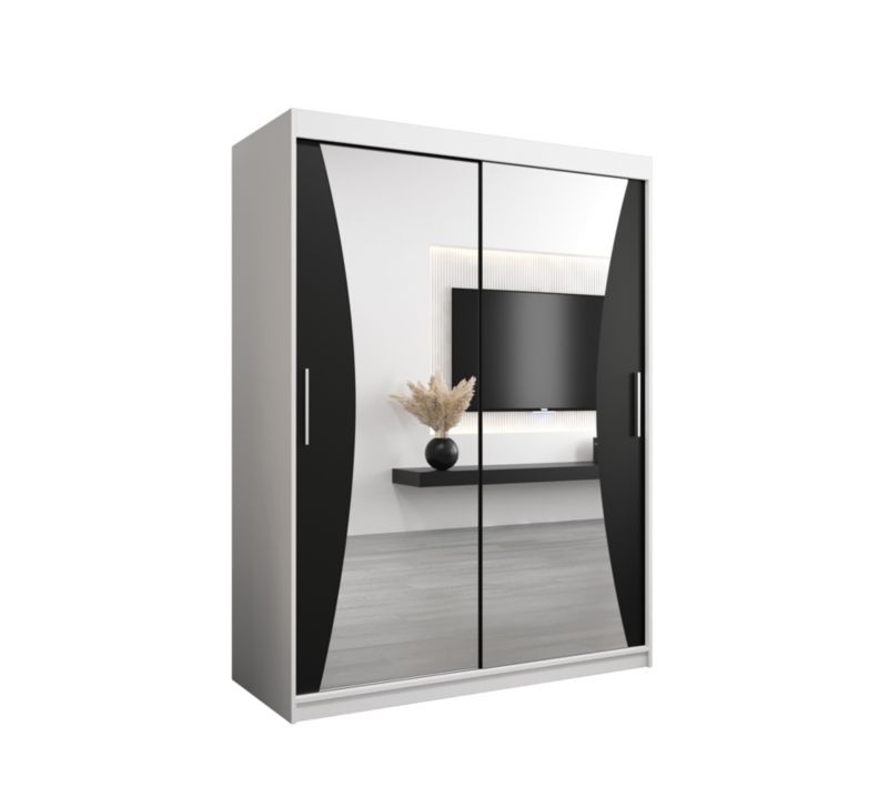 Szafa przesuwna Garderoba Abiks MONACO 150 biały mat + czarny mat 1 szt.