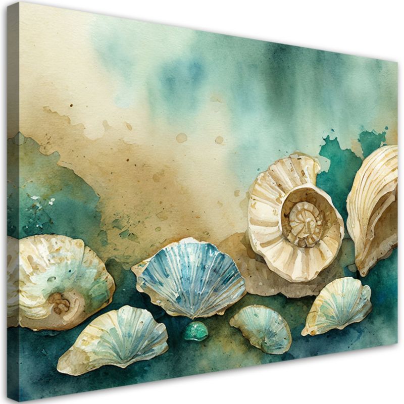 Obraz do salonu łazienki Feeby Muszle Turkusowy Akryl 90x60 cm 1szt
