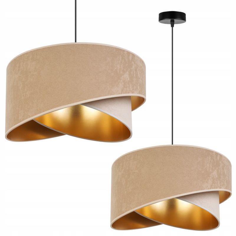 Lampa sufitowa wisząca Light Home LH Mediolan Welur 1x E27 60W mieszany beż/złoty 1szt.