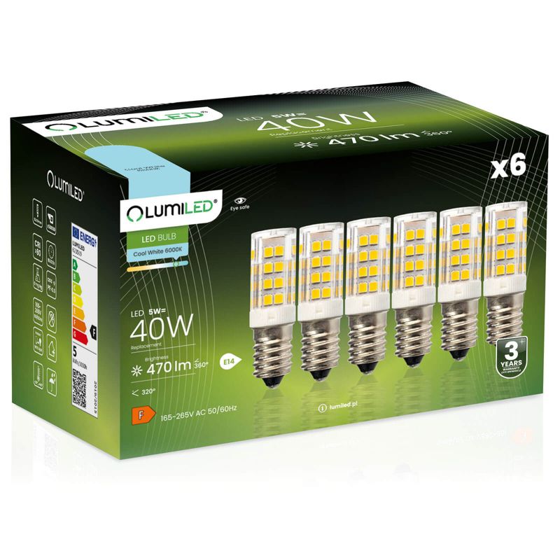 Żarówka LED LUMILED E14 T25 5W 470lm 6500K 320st 6 szt.