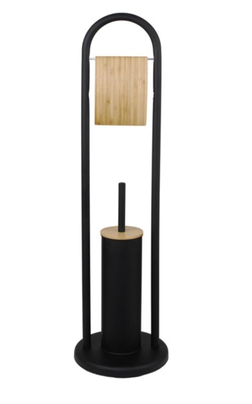 Stojak BAKARI - Yoka Home na szczotkę i papier toaletowy bambus czarny - 1 szt.