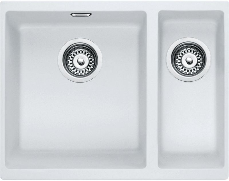 Zlewozmywak 1,5-komorowy Franke Sirius Tectonite biały 56x44 cm zestaw z syfonem 1 szt.