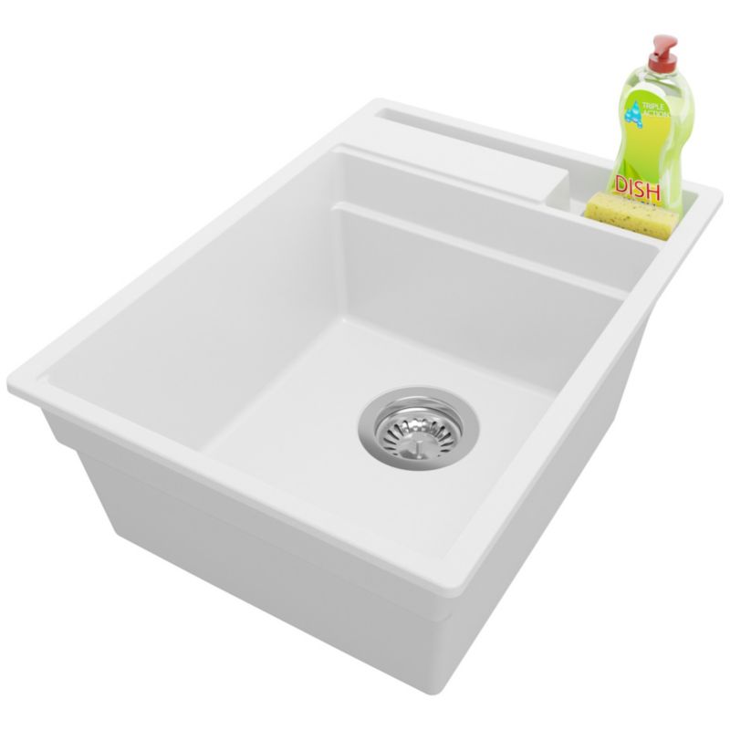 Zlewozmywak Oslo Pocket PRIMAGRAN Nablatowy 38x53cm do szafki od 40cm z Syfonem Biały 1 szt.