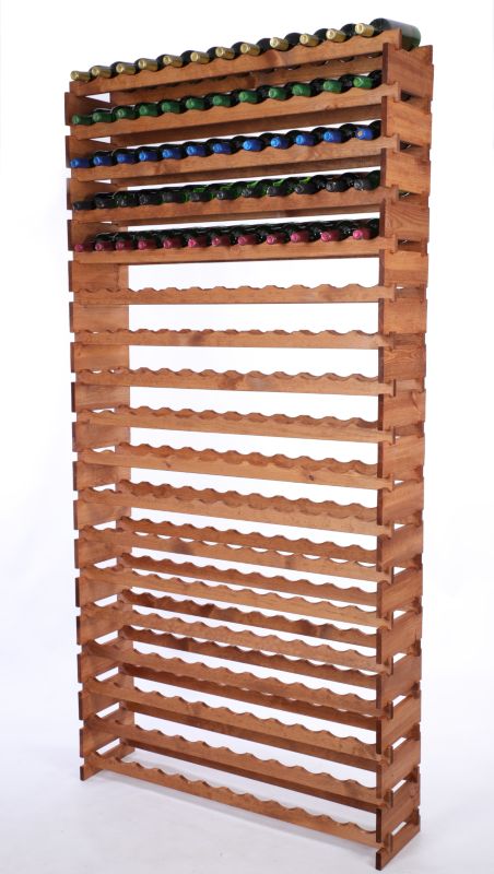 Stojak na wino MODO24 regał modułowy na butelki 18 leżni x 12 butelek montaż bez narzędzi impregnacja brązowa 1 szt.