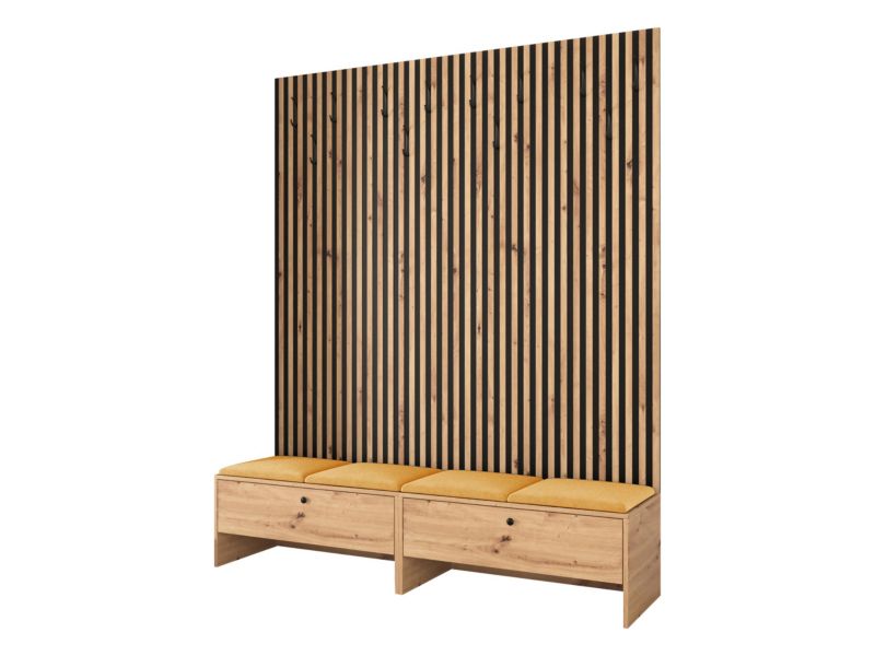 Garderoba MIRJAN 24 Balma V dąb artisan/czarny/melonowy plusz 1 kpl.