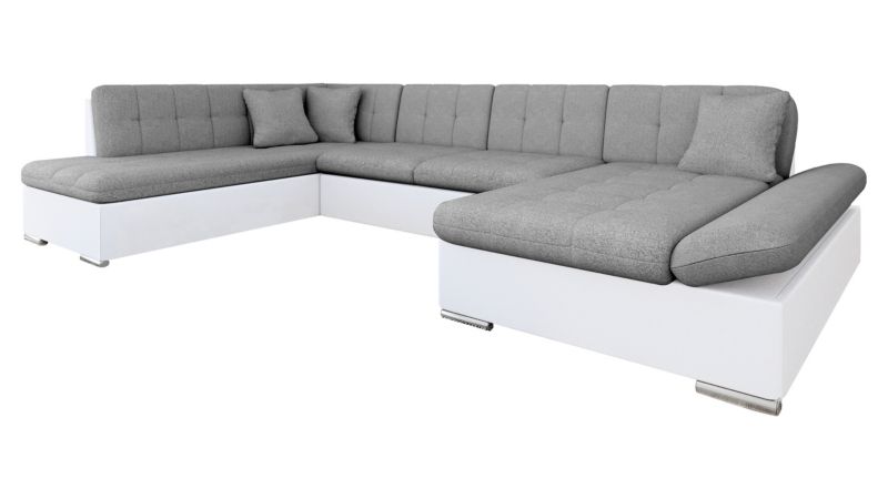 Narożnik z funkcją spania MIRJAN 24 Bergen prawy biała ekoskóra/szary 1 szt.