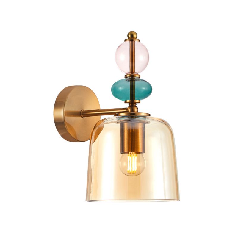 Kinkiet ścienny Italux Namos mosiądz-bursztynowy-zielony-różowy 1 x E27 x IP20 wym: 28,5 x 16 x 21,5 cm - 1 szt.