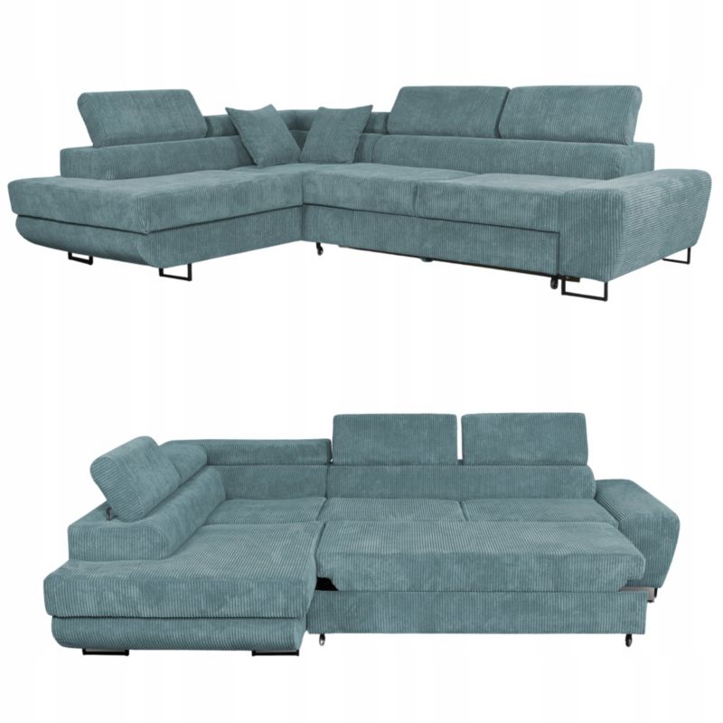 Narożnik do salonu rozkładany lewy Family Meble Savio jasnozielony 1szt