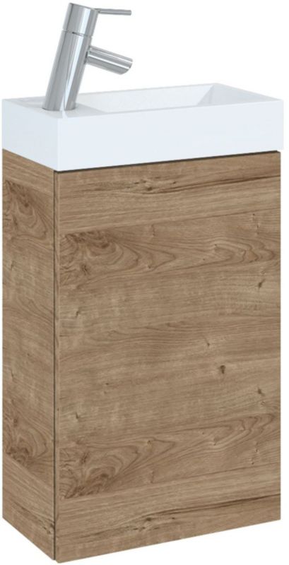 Szafka łazienkowa z umywalką Elita Young Basic dąb canela, ceramiczna, push to open, wisząca, 1 szt.