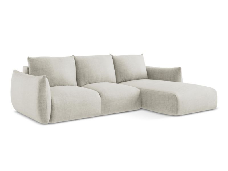 Narożnik prawostronny z funkcją spania LaMiaSofa SAVONA z tkaniny strukturalnej 242x162 cm jasny beż 1 szt.