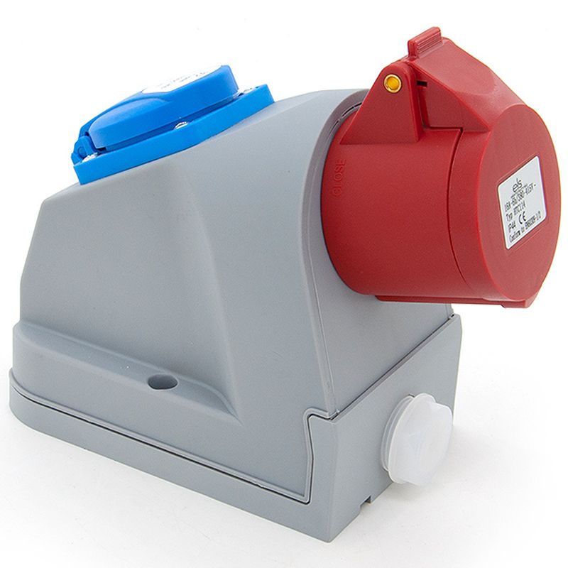 Gniazdo elektryczne stałe kombi ELS Elektrotechnika N110/4 1x230V siłowe 1x16A/4P 400V, zabezpieczenie topikowe, okablowane 1 szt.