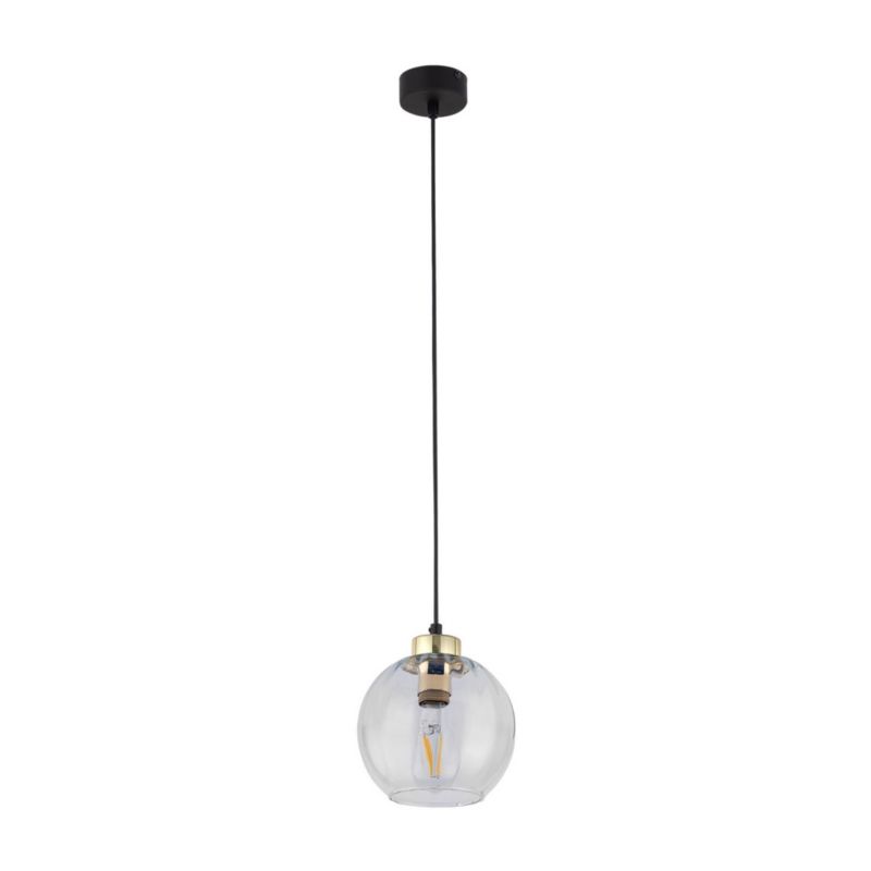 Lampa sufitowa wisząca TK-Lighting Devi czarno-przezroczysty-złota wym: 165 x 18 x 18 cm 1xE27 x 1 szt.