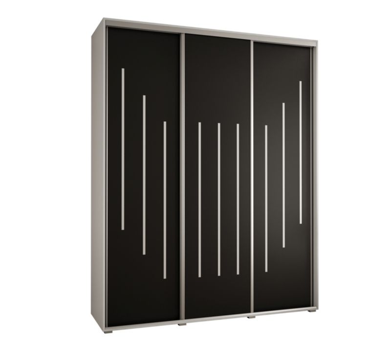 Szafa przesuwna Abiks DAVOS 8 wysoka szer.200cm gł.60cm biały/czarny/srebrny 1szt.