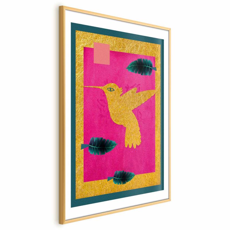 Plakat Artgeist złotą koliber 21x30 cm z ramą złotą z marginesem 1 szt