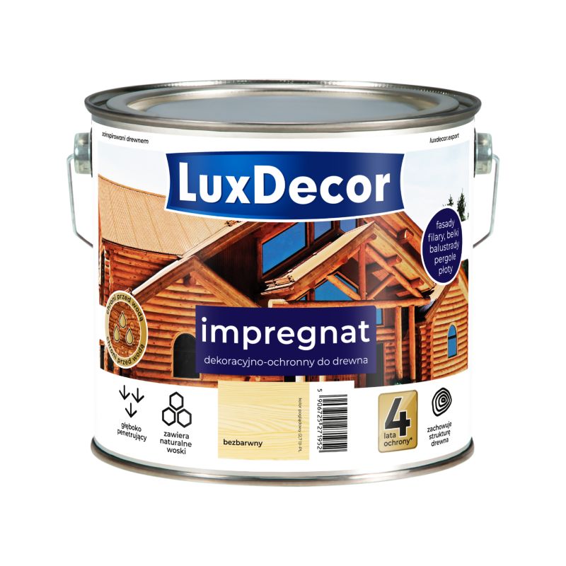 Impregnat dekoracyjno-ochronny do drewna LuxDecor, bezbarwny, 2,7l, 1 szt.