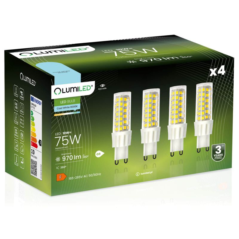 Żarówka LED LUMILED G9 10W 970lm 6500K 360st 4 szt.