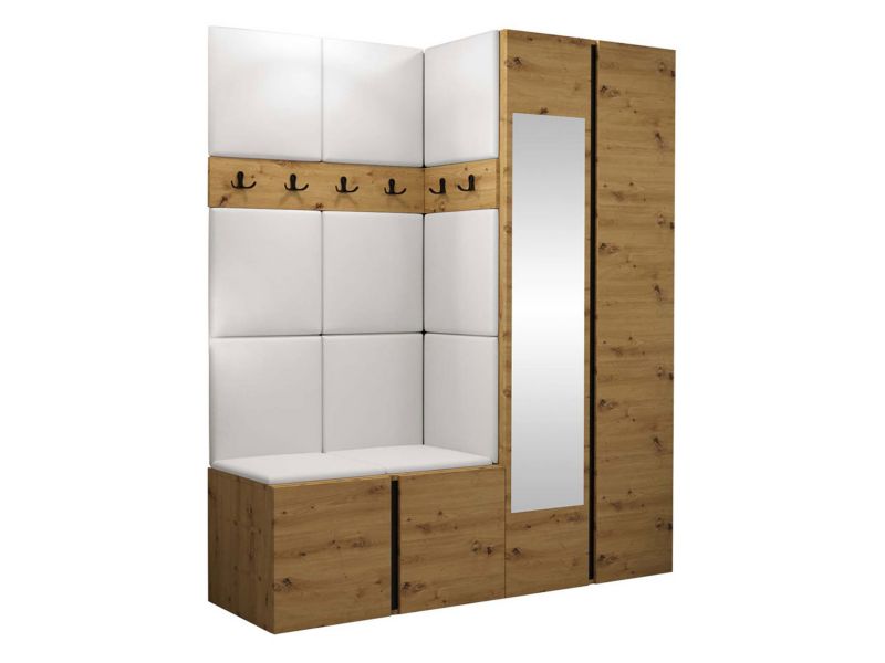 Garderoba MIRJAN 24 Orion XII dąb artisan/czarny + biała ekoskóra 1 kpl.