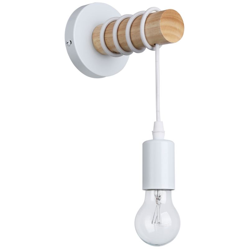 Kinkiet E27 LED MasterLED Eos 15cm IP20 biały z drewnem wiszący 1 szt.