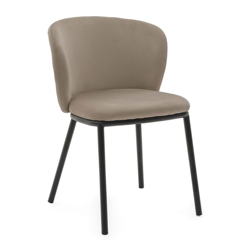 Krzesło tapicerowane New Home BARI ciemnobeżowe welurowe 1 szt.