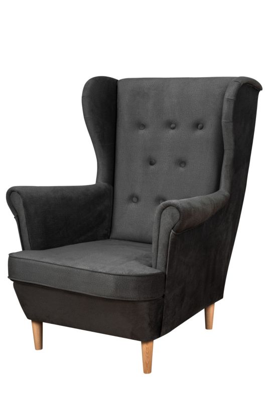 Skandynawski Fotel Uszak do salonu Bonni Floki Antracytowy 1 szt.