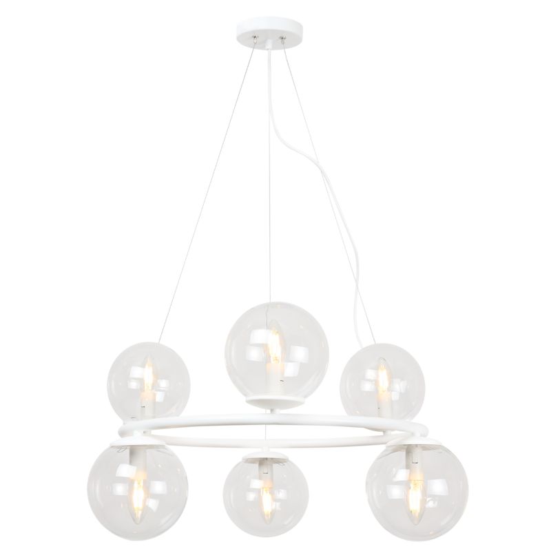 Lampa sufitowa wisząca Light Home LH Aura 6x E14 40W biały klosz transparentny 1szt.