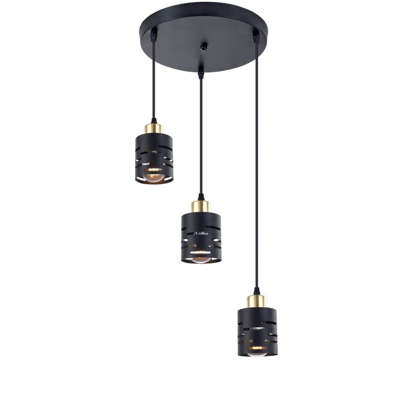 Lampa wisząca sufitowa MasterLED Elen 3x E27 LED okrągła stylowa oprawa czarna złota 1 szt.