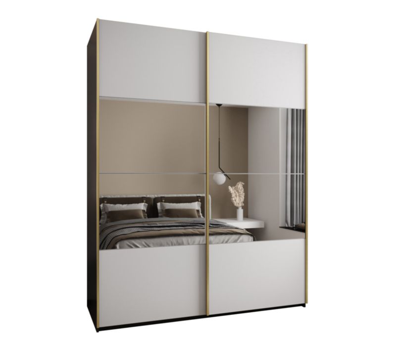 Szafa przesuwna Abiks LUX 4 wysoka szer.200cm czarny/biały/złoty 1szt.