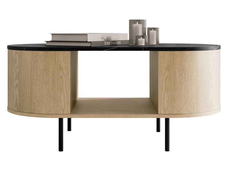 Stolik kawowy MRJAN 24 Lygrint dąb cremona / czarny marmur + czarny 1 szt.