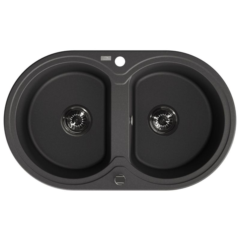Zlew Zlewozmywak Granitowy Czarny 2 Komorowy DAFNE