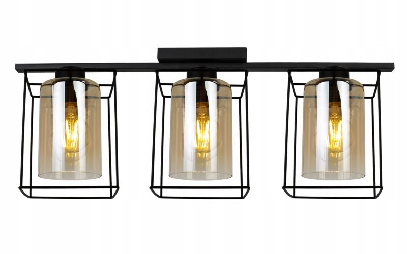 Lampa sufitowa wisząca Light Home LH Hella Cage 3x E27 60W szkło miodowy 1szt.
