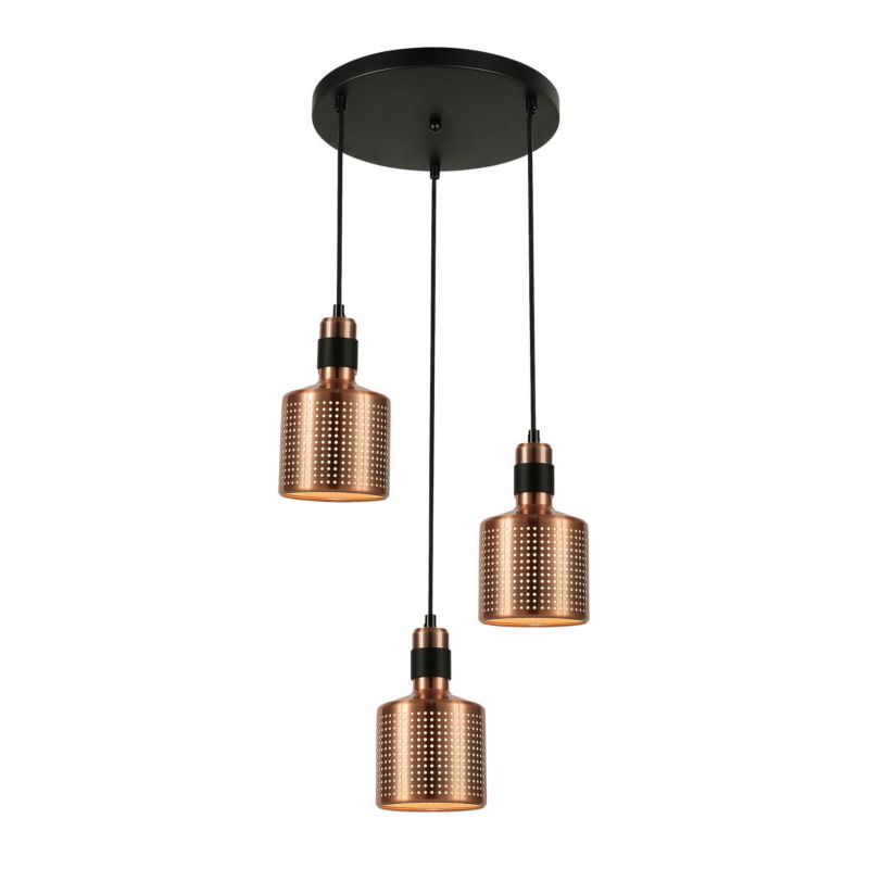 Lampa sufitowa wisząca Italux Restenza 2666 miedziano-czarna 38 cm szerokości 3xE27 x 40W 1 szt.