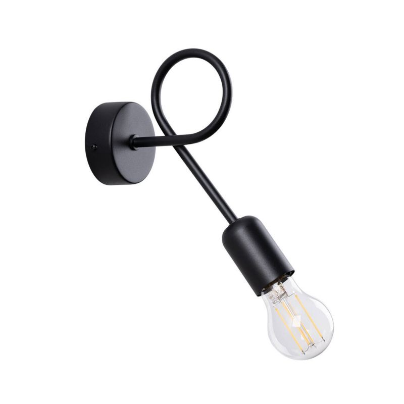 Kinkiet ścienny Sollux Lighting Loop czarny styl minimalistyczny 1 x E27 x IP20 wym: 20 x 25 x 8 cm - 1 szt.