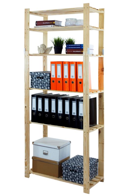 Regał drewniany MODO24 naturalne drewno pojemny 200 cm do książek i zabawek 1 szt.